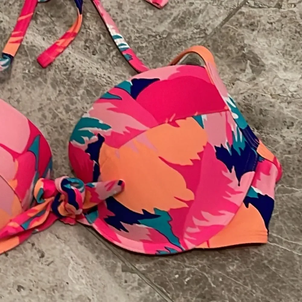 Aerie Pink Floral Underwire Padded Bikini Top 36D